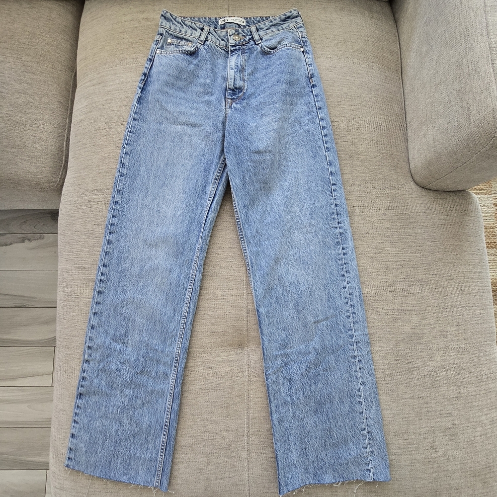 Zara Blue Straight Leg Denim Jeans